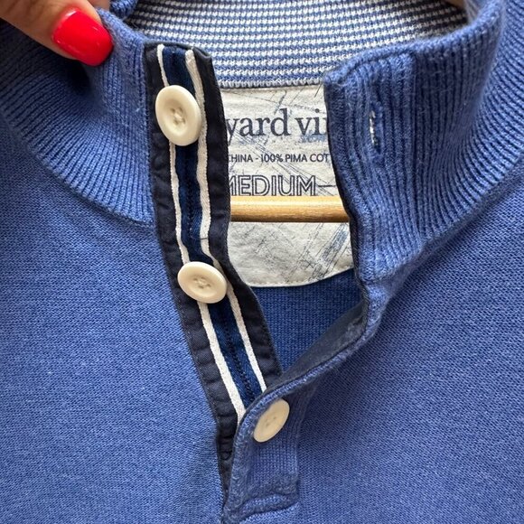 Vineyard Vines Sweater Pullover Blue‎ 1/4 Button Preppy Academia Men's Size M - Picture 4 of 6
